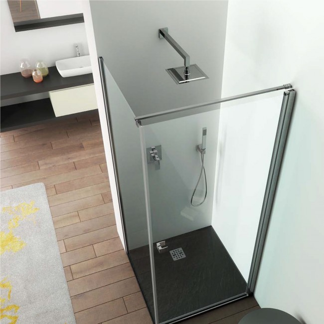 Parete fissa per porta doccia battente e soffietto da 75 cm modelli Ermes e Demetra in Cristallo Trasparente 6 mm by CeramicStore | Lo specialista del tuo bagno
