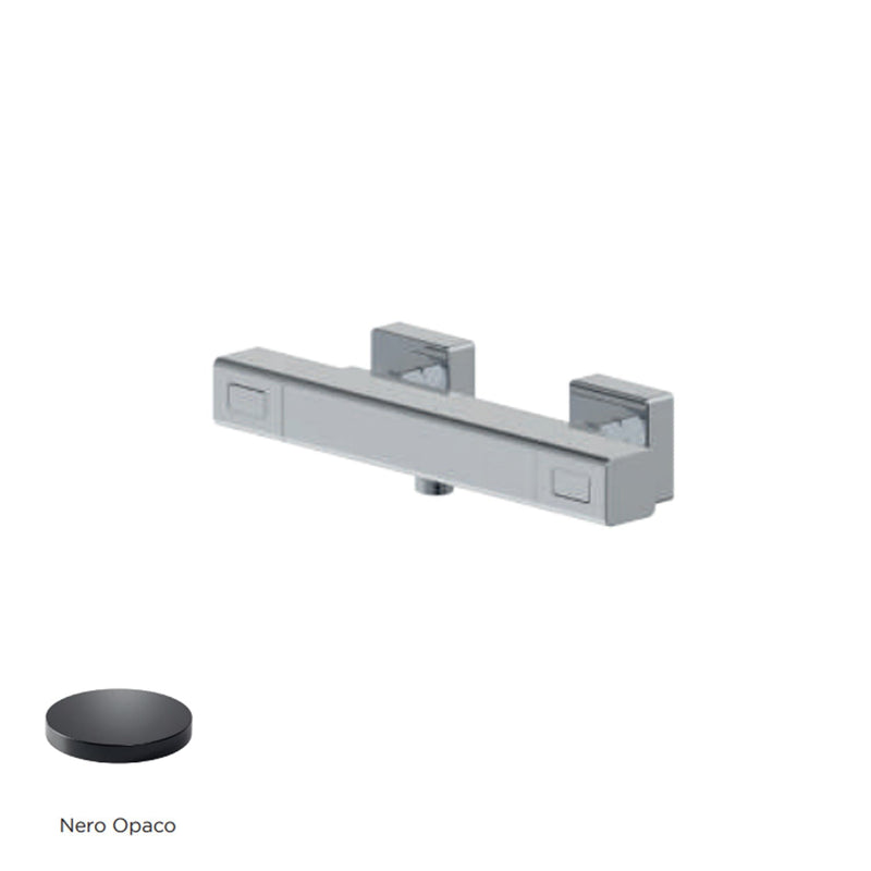 Mezclador monomando externo termostático para ducha RubiFlux serie Azzurro - Negro Opaco