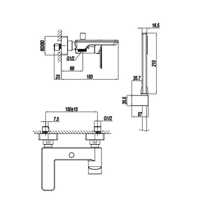 Miscelatore monocomando esterno per vasca con kit doccino RubiFlux serie Azzurro - Cromo by CeramicStore | Lo specialista del tuo bagno