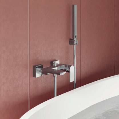 Miscelatore monocomando esterno per vasca con kit doccino RubiFlux serie Azzurro - Nero Opaco by CeramicStore | Lo specialista del tuo bagno