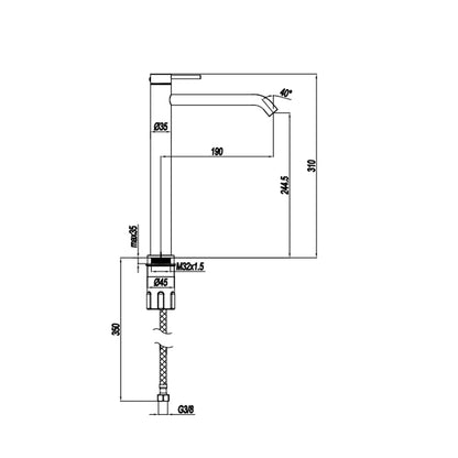 Miscelatore monocomando lavabo alto RubiFlux serie Aria - Acciaio satinato by CeramicStore | Lo specialista del tuo bagno