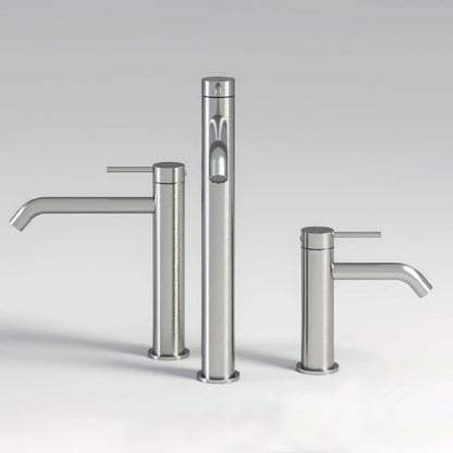 Miscelatore monocomando lavabo con bocca lunga RubiFlux serie Aria - Acciaio Satinato by CeramicStore | Lo specialista del tuo bagno