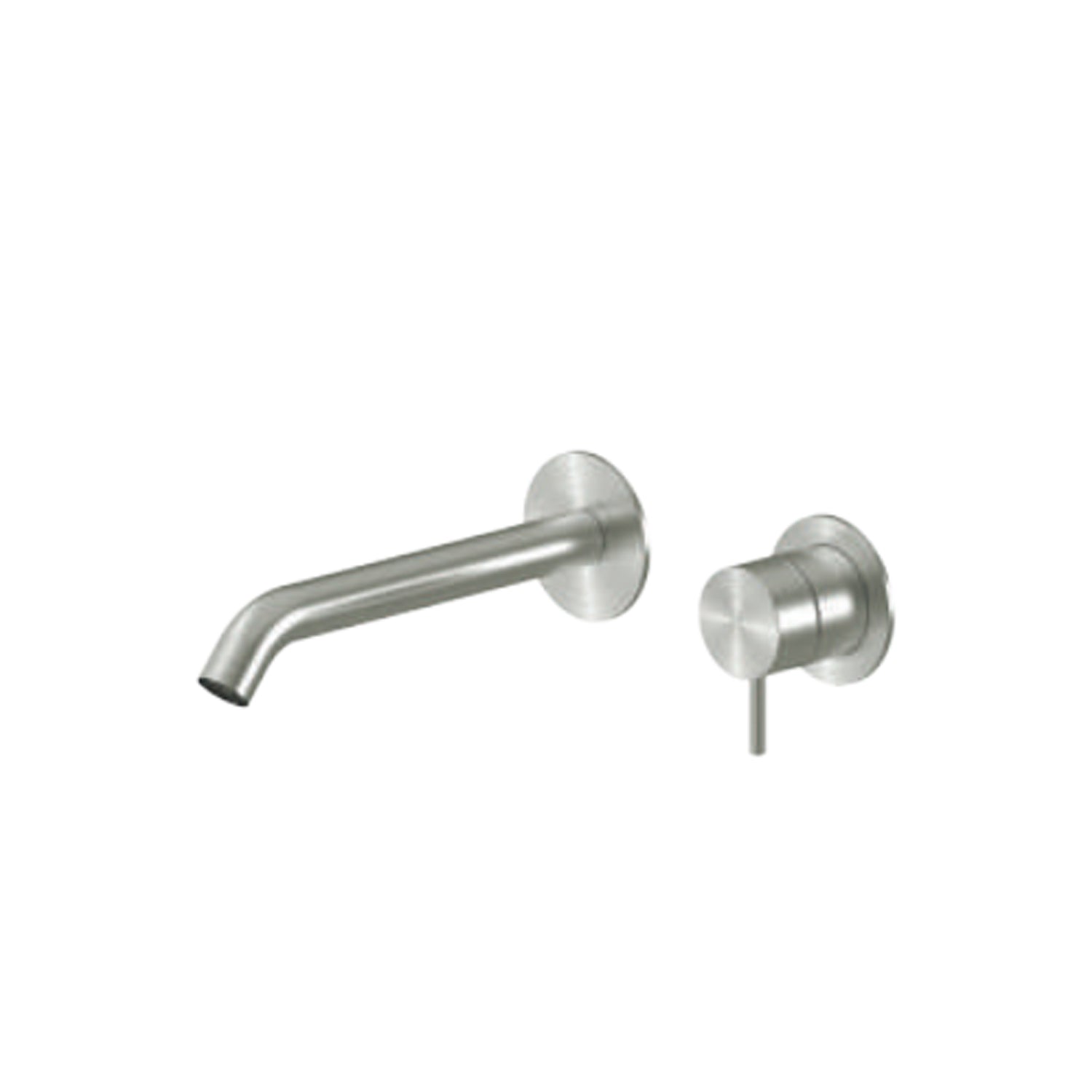 Miscelatore monocomando lavabo murale RubiFlux serie Aria canna 20 cm - Acciaio Satinato by CeramicStore | Lo specialista del tuo bagno