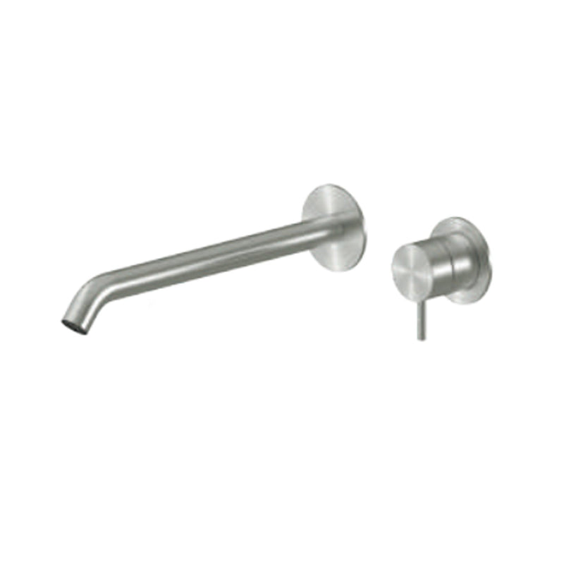 Mezclador monomando para lavabo mural RubiFlux serie Aria caño 25 cm - Acero Satinado