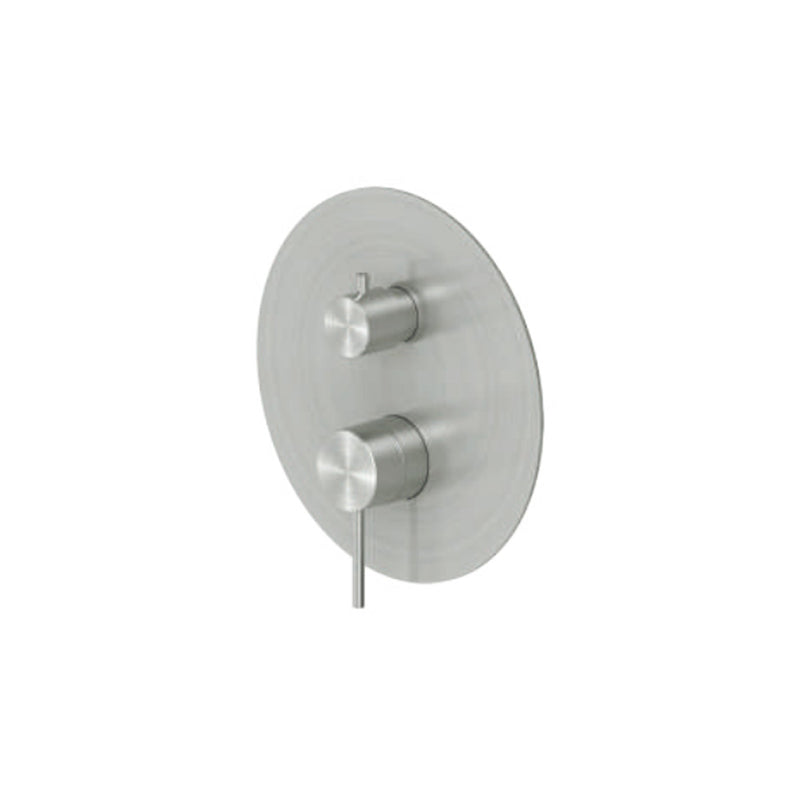 Mezclador monomando empotrado para ducha con desviador RubiFlux serie Aria - Acero satinado