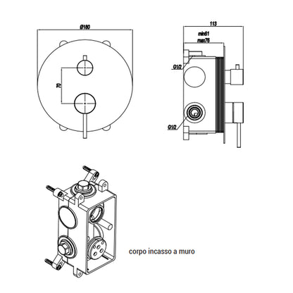 Miscelatore monocomando a incasso per doccia con deviatore RubiFlux serie Aria - Acciaio satinato by CeramicStore | Lo specialista del tuo bagno