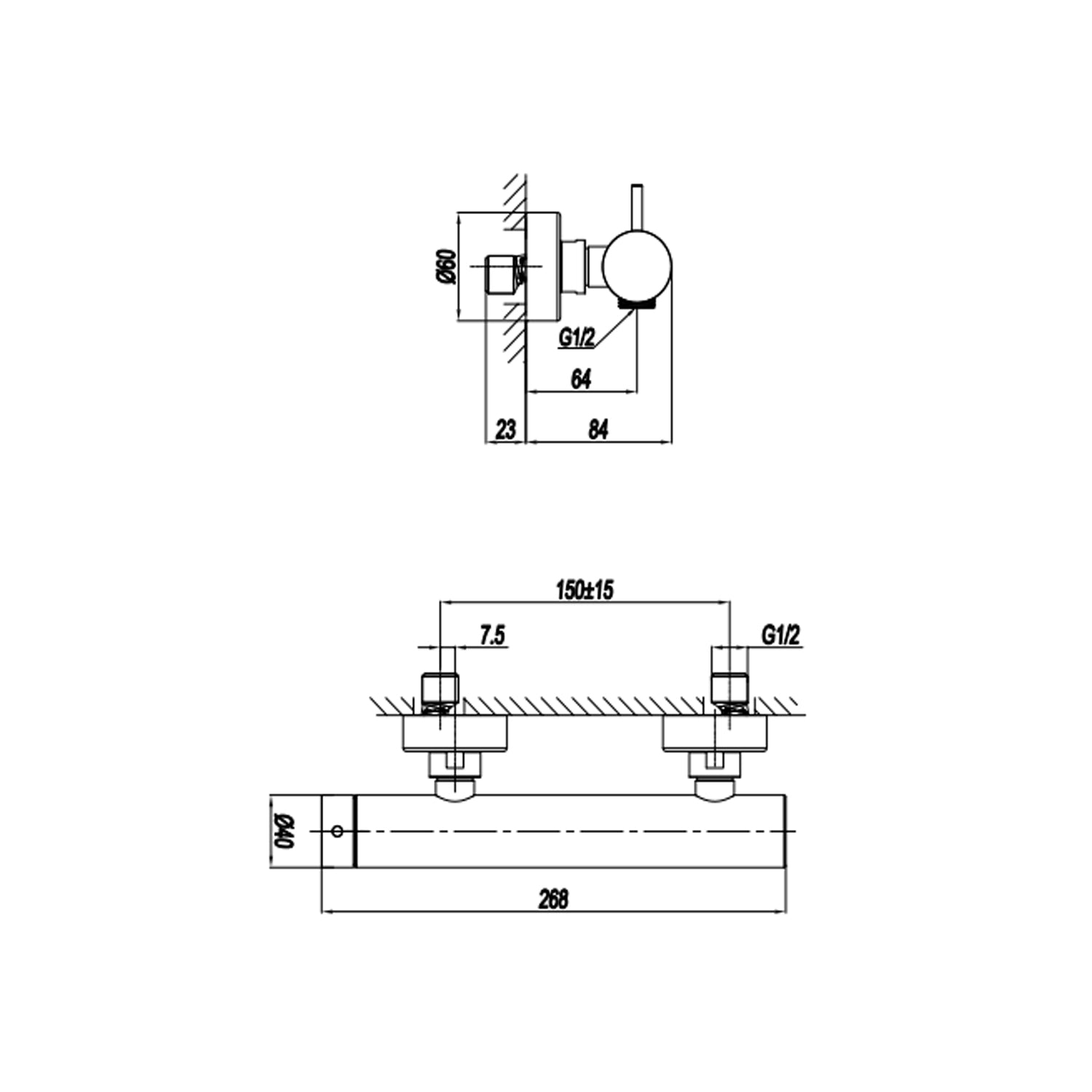 Miscelatore monocomando esterno per doccia RubiFlux serie Aria - Acciaio Satinato by CeramicStore | Lo specialista del tuo bagno