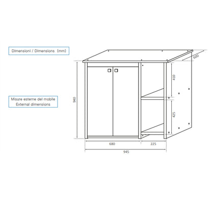 Mobile coprilavatrice in pvc con ante e due ripiani by CeramicStore | Lo specialista del tuo bagno