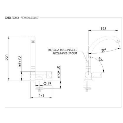 Miscelatore monocomando per lavello con bocca alta e abbattibile, modello sotto-finestra collezione Energy di Remer Rubinetterie by CeramicStore | Lo specialista del tuo bagno
