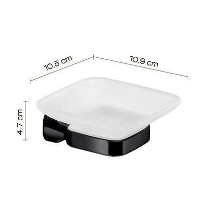 Portasapone a parete in Acciaio Inox e Vetro Satinato Gedy serie Stelvio - Nero Matt by CeramicStore | Lo specialista del tuo bagno