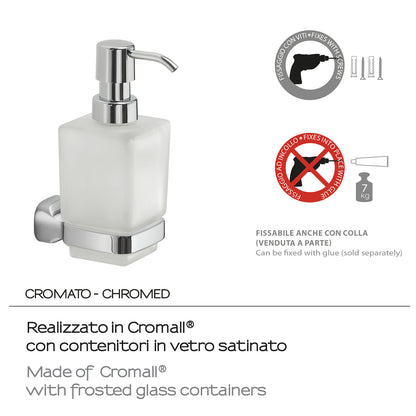 Dispenser sapone a parete in Acciaio Inox e Vetro Satinato Gedy serie Stelvio - Cromato by CeramicStore | Lo specialista del tuo bagno