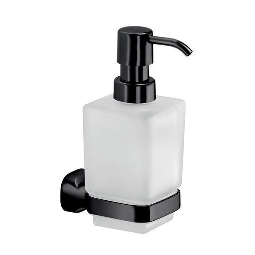 Dispenser sapone a parete in Acciaio Inox e Vetro Satinato Gedy serie Stelvio - Nero Matt