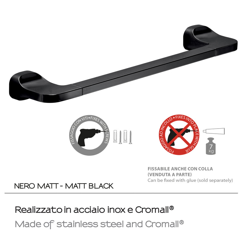 Porta asciugamani 60 cm in Acciaio Inox Gedy serie Stelvio - Nero Matt by CeramicStore | Lo specialista del tuo bagno