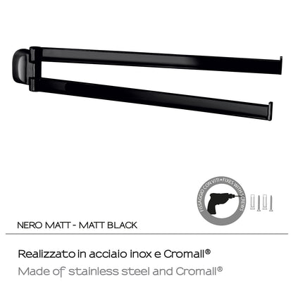 Porta asciugamani a snodo in Acciaio Inox Gedy serie Stelvio - Nero Matt by CeramicStore | Lo specialista del tuo bagno