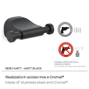 Appendiabiti doppio a parete in Acciaio Inox Gedy serie Stelvio - Nero Matt by CeramicStore | Lo specialista del tuo bagno