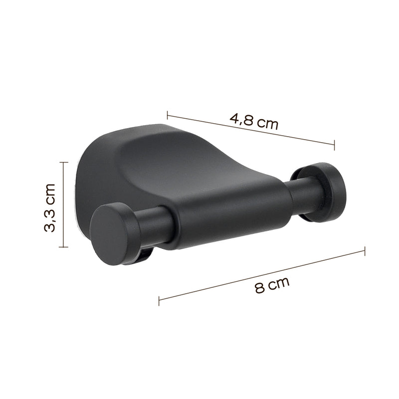 Appendiabiti doppio a parete in Acciaio Inox Gedy serie Stelvio - Nero Matt by CeramicStore | Lo specialista del tuo bagno