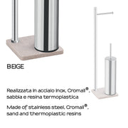 Piantana in Acciaio Inox con portarotolo e scopino Gedy serie Trilly - Beige