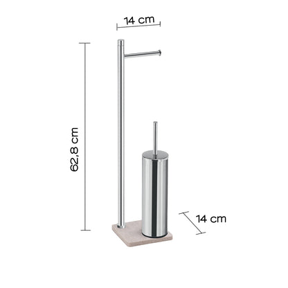 Piantana in Acciaio Inox con portarotolo e scopino Gedy serie Trilly - Beige
