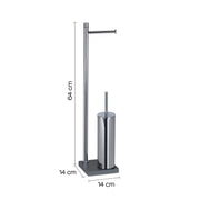 Piantana in Acciaio Inox con portarotolo e scopino Gedy serie Trilly - Grigio