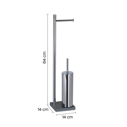 Piantana in Acciaio Inox con portarotolo e scopino Gedy serie Trilly - Grigio