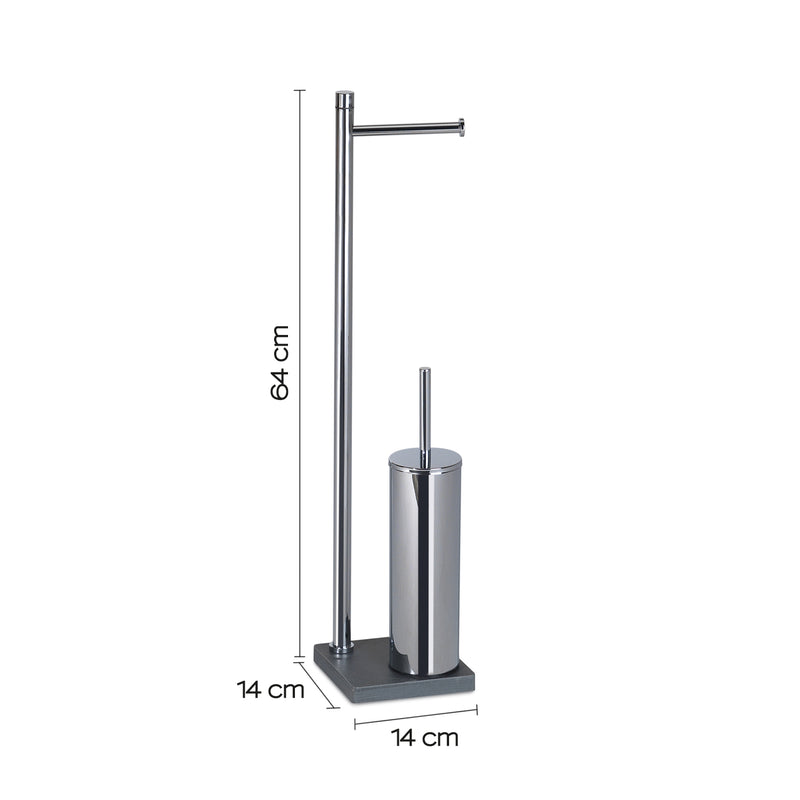 Piantana in Acciaio Inox con portarotolo e scopino Gedy serie Trilly - Grigio