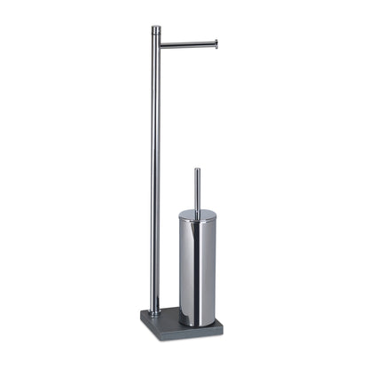 Piantana in Acciaio Inox con portarotolo e scopino Gedy serie Trilly - Grigio