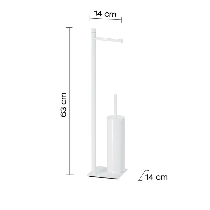 Piantana in Acciaio Inox con portarotolo e scopino Gedy serie Trilly - Bianco