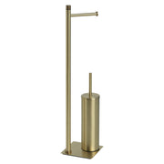Piantana in Acciaio Inox con portarotolo e scopino Gedy serie Trilly - Oro Spazzolato