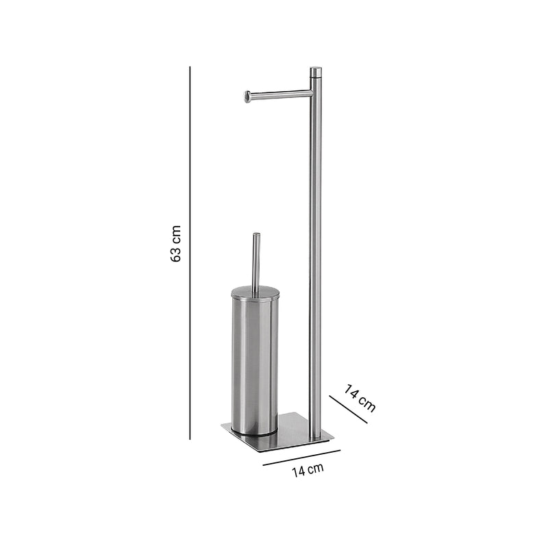 Piantana in Acciaio Inox con portarotolo e scopino Gedy serie Trilly - Spazzolato