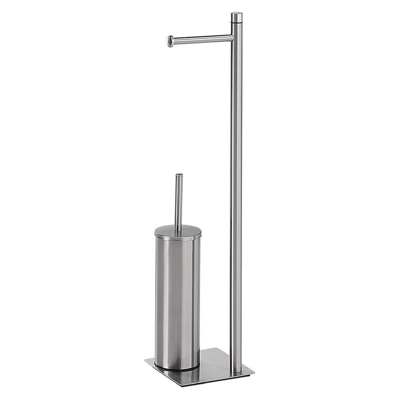 Piantana in Acciaio Inox con portarotolo e scopino Gedy serie Trilly - Spazzolato