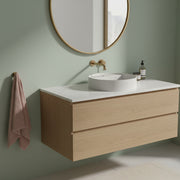 Lavabo tondo da appoggio con piano rubinetteria serie Smart-B di Ceramica Galassia -  Sabbia diam. 45cm