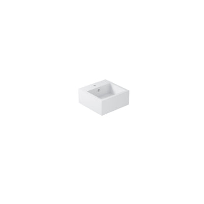 Lavabo quadrato da appoggio/sospeso serie Plus Design di Ceramica Galassia -  Bianco lucido 30x30cm