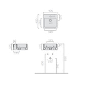 Lavabo quadrato da appoggio/sospeso serie Plus Design di Ceramica Galassia -  Bianco lucido 40x40cm