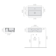 Lavabo da appoggio/sospeso serie Plus Design di Ceramica Galassia -  Bianco lucido 60x40cm
