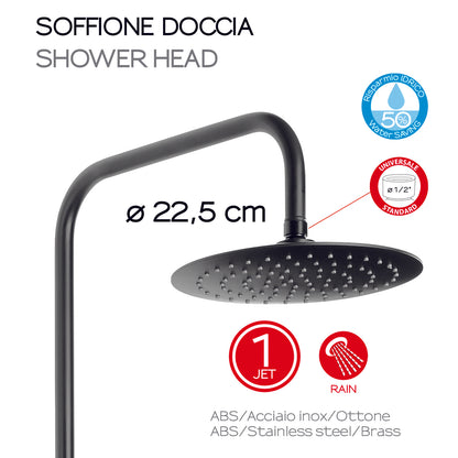 Colonna doccia estensibile, con soffione e doccetta serie Star Mix 03 by Gedy - Nero matt by CeramicStore | Lo specialista del tuo bagno