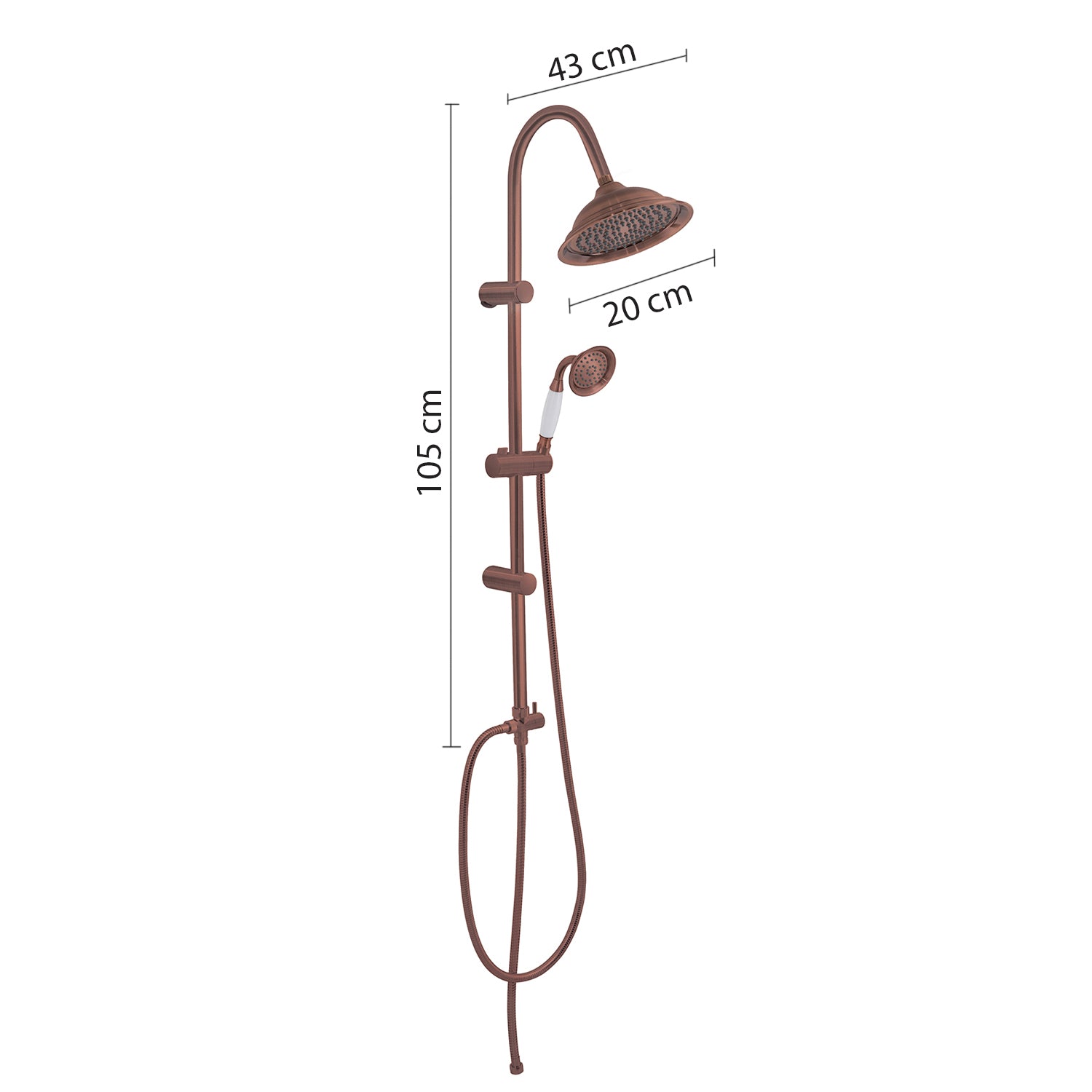 Colonna doccia regolabile con soffione e doccetta modello Liberty 02 - Rame by CeramicStore | Lo specialista del tuo bagno