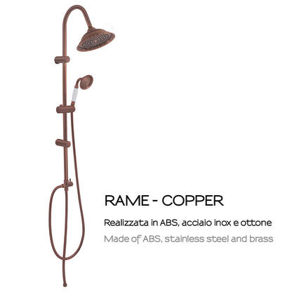 Colonna doccia regolabile con soffione e doccetta modello Liberty 02 - Rame by CeramicStore | Lo specialista del tuo bagno