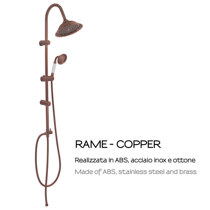 Colonna doccia regolabile con soffione e doccetta modello Liberty 02 - Rame by CeramicStore | Lo specialista del tuo bagno