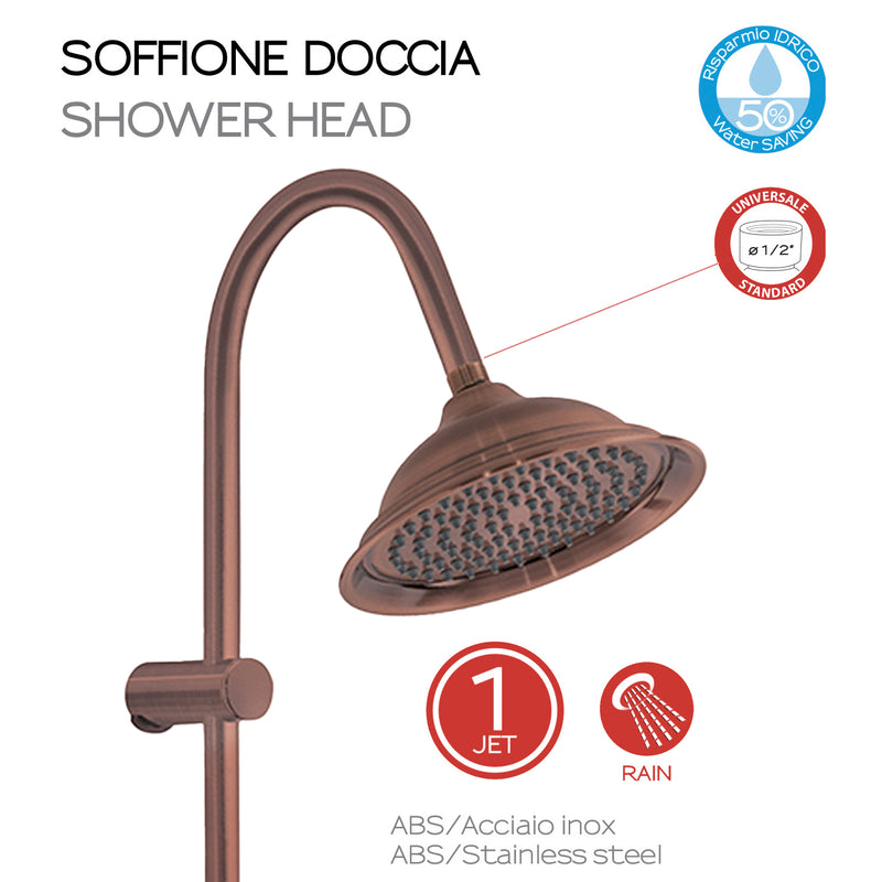 Colonna doccia regolabile con soffione e doccetta modello Liberty 02 - Rame by CeramicStore | Lo specialista del tuo bagno