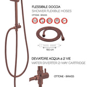 Colonna doccia regolabile con soffione e doccetta modello Liberty 02 - Rame by CeramicStore | Lo specialista del tuo bagno