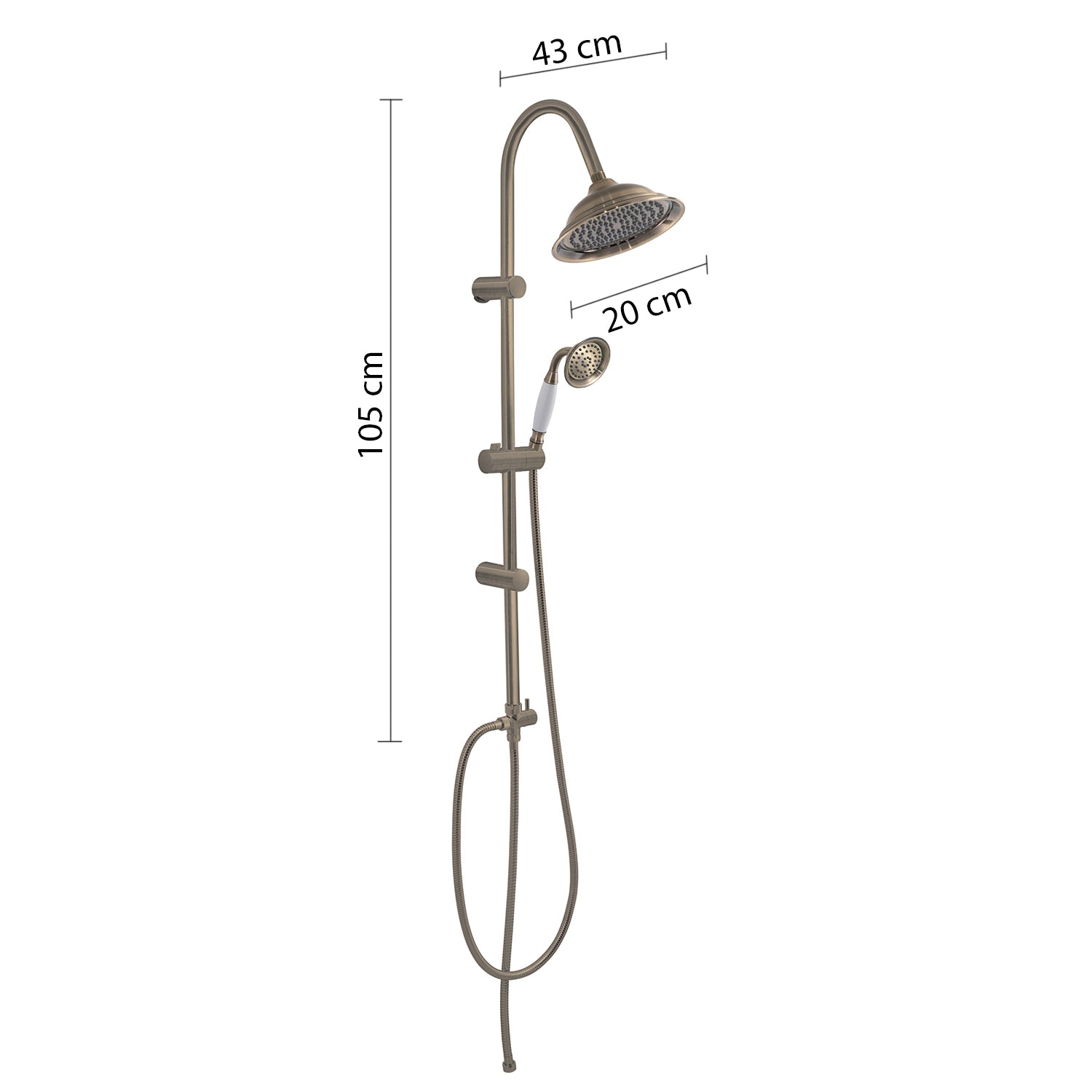 Colonna doccia regolabile con soffione e doccetta modello Liberty 01 - Bronzo by CeramicStore | Lo specialista del tuo bagno