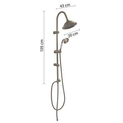 Colonna doccia regolabile con soffione e doccetta modello Liberty 01 - Bronzo by CeramicStore | Lo specialista del tuo bagno