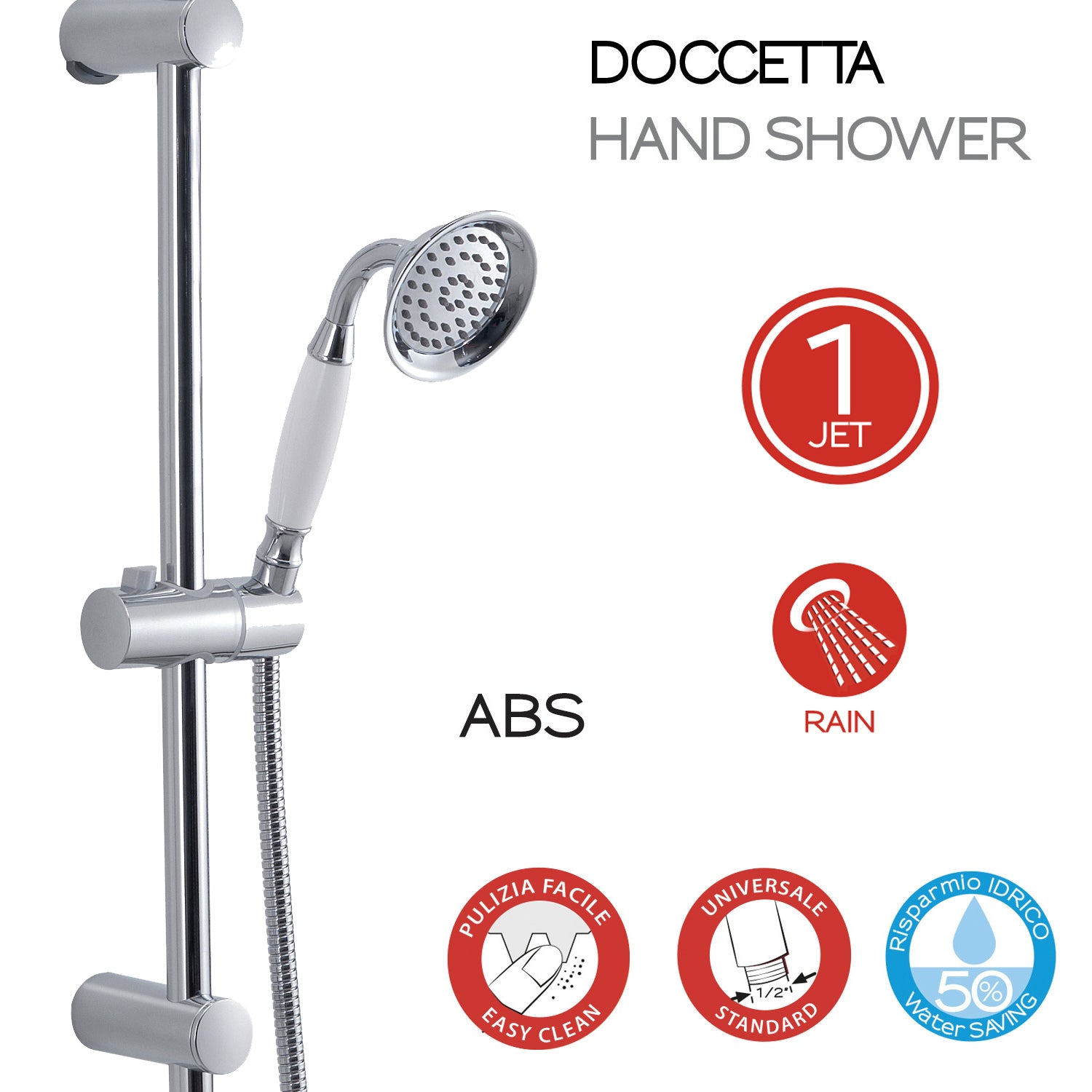 Colonna doccia regolabile con soffione e doccetta modello Liberty 00 - Cromo by CeramicStore | Lo specialista del tuo bagno