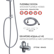 Colonna doccia regolabile con soffione e doccetta modello Liberty 00 - Cromo by CeramicStore | Lo specialista del tuo bagno