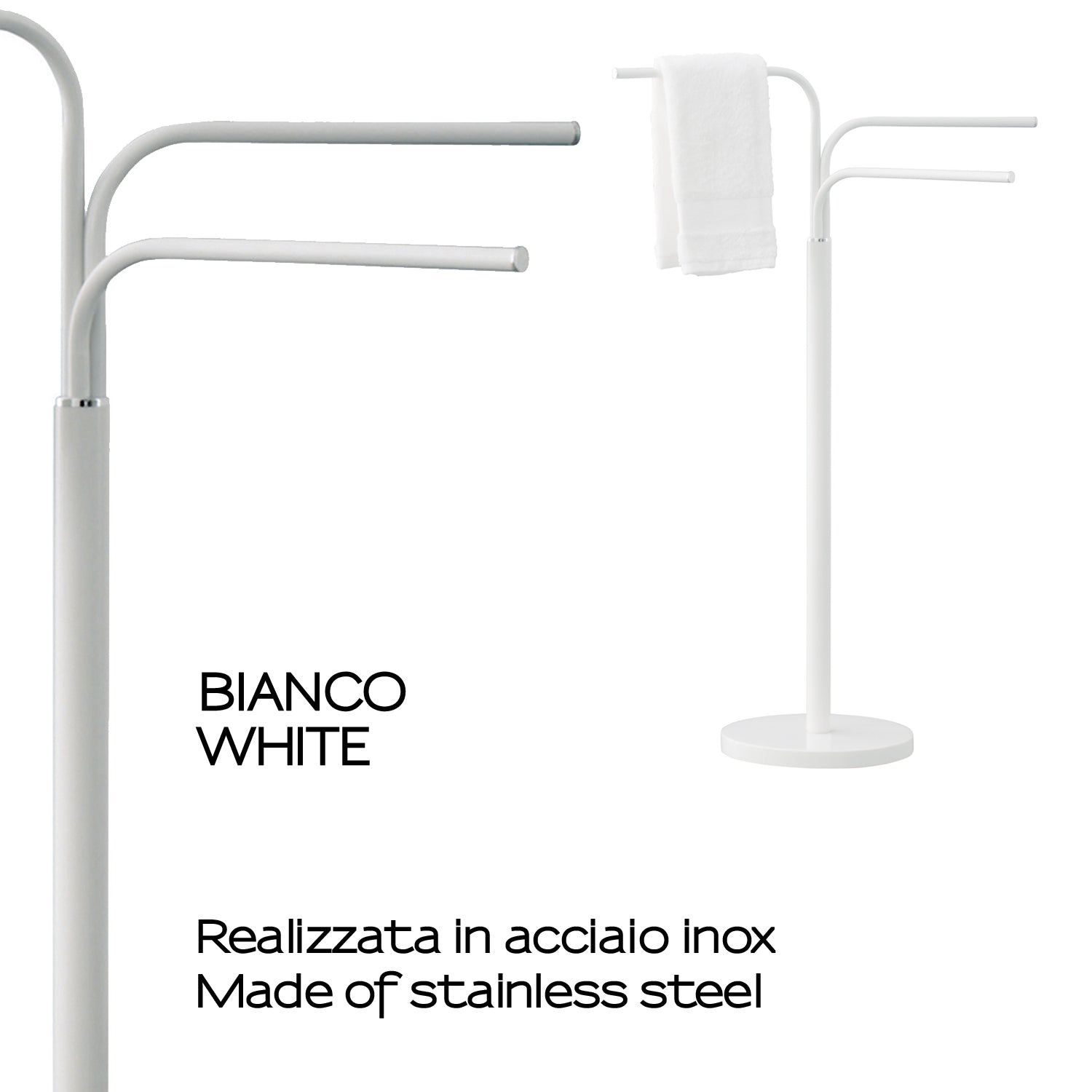 Piantana porta asciugamani in Acciaio Inox modello Winny di Gedy - Bianco
