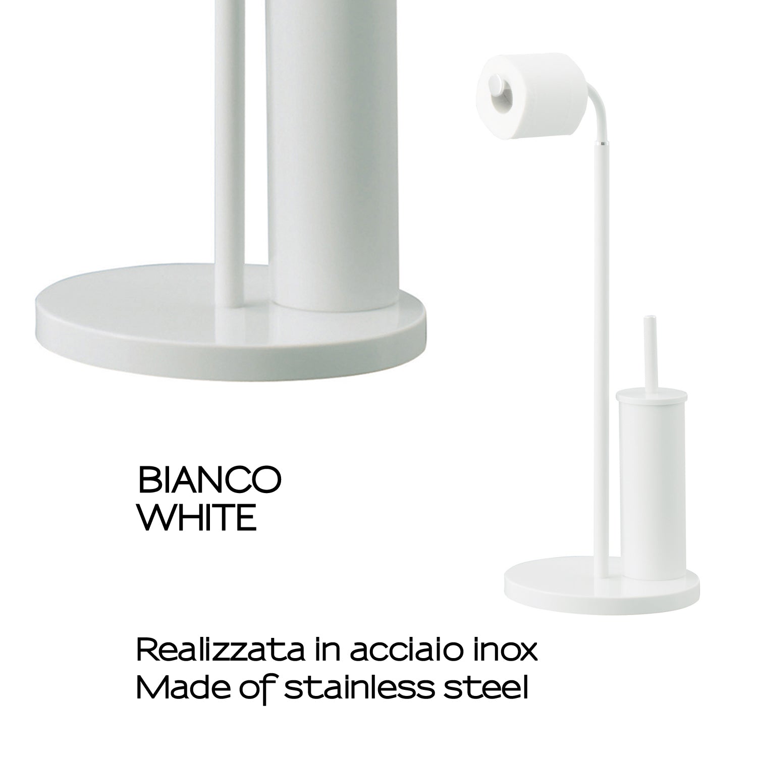 Piantana portarotolo e scopino wc in Acciaio Inox modello Winny di Gedy - Bianco
