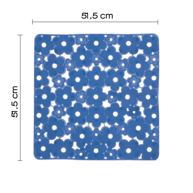 Tappeto antiscivolo doccia 53x53 in PVC modello Margherita di Gedy - Azzurro by CeramicStore | Lo specialista del tuo bagno