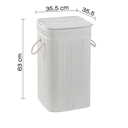 Cesto portabiancheria bianco Gedy Tatami con sacchetto estraibile e finitura bambà¹ by CeramicStore | Lo specialista del tuo bagno
