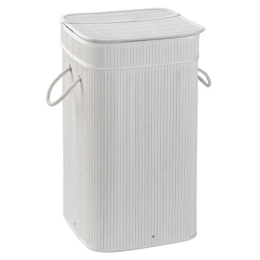Cesto portabiancheria bianco Gedy Tatami con sacchetto estraibile e finitura bambà¹ by CeramicStore | Lo specialista del tuo bagno