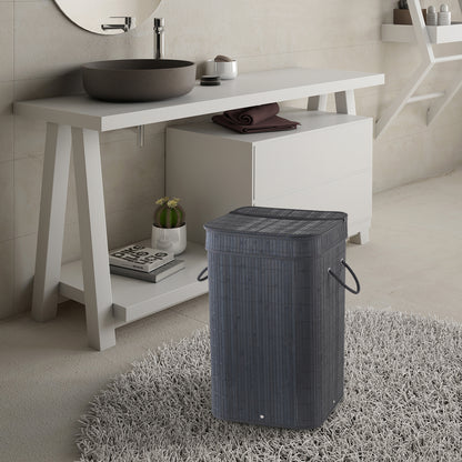 Cesto portabiancheria nero Gedy Tatami con sacchetto estraibile e finitura bambà¹ by CeramicStore | Lo specialista del tuo bagno